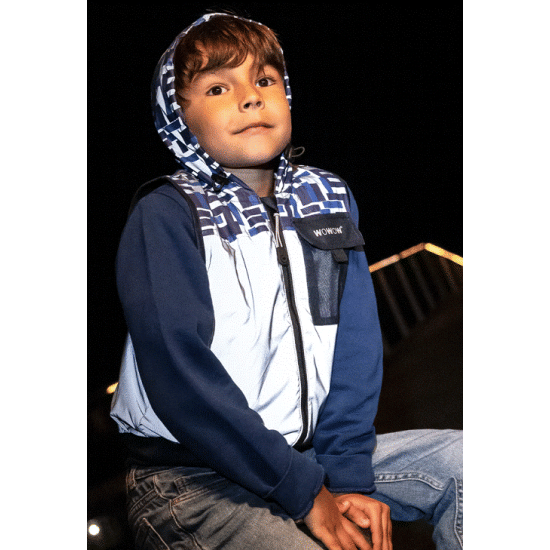 Yoho jacket kids - Volledig reflecterend jas met kap - kinderen- blauw