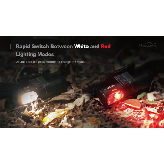 Magicshine hoofdlamp Moh 15 - 400 lumen - usb oplaadbaar - running - wit/rood SOS functie