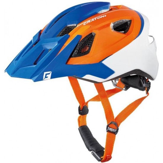 Cratoni Allride Mountainbike Helm - M 53-59 cm hoofdomtrek - Blauw/Oranje/Wit Cratoni Allride Mountainbike Helm - M 53-59 cm hoofdomtrek - Blauw/Oranje/Wit