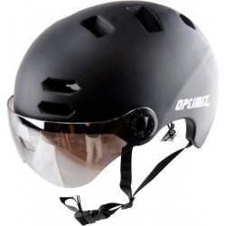 Fietshelm met vizier - Optimiz - Mat zwart